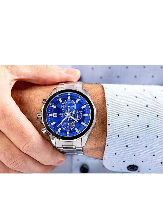 Giewont Men's Watch 46mm Chronograph Battery with Silver Metal Bracelet