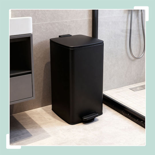 Relaxdays Coș de Gunoi Plastic cu Pedală Negru 30l