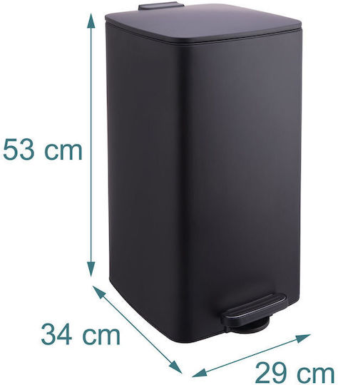 Relaxdays Coș de Gunoi Plastic cu Pedală Negru 30l