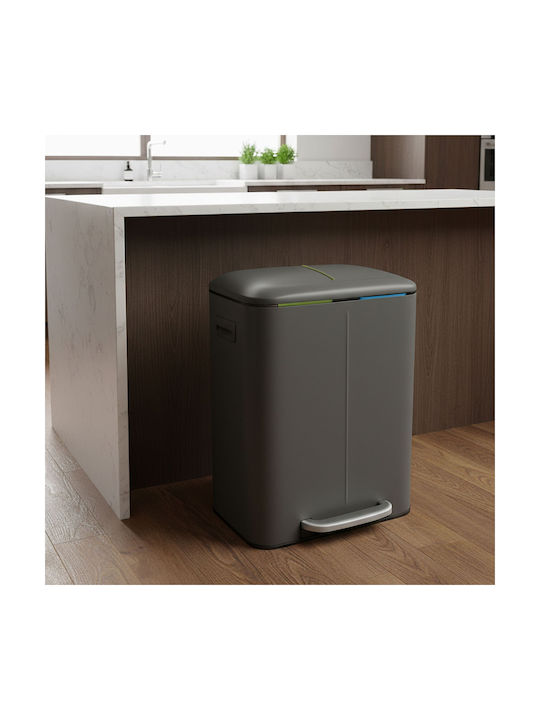 Relaxdays Metal Recycling Bin with Pedal Gray 40lt