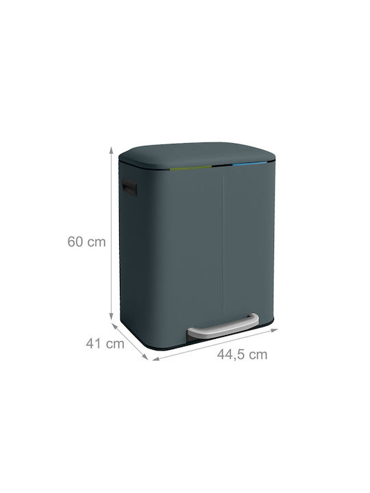 Relaxdays Metal Recycling Bin with Pedal Gray 40lt