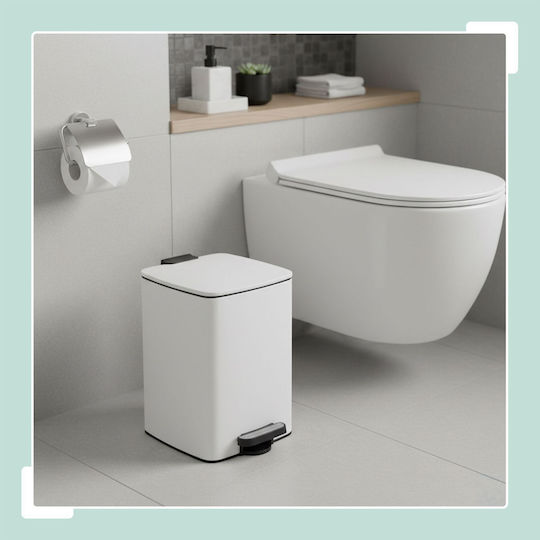 Relaxdays Relaxdays Kunststoff Mülleimer mit Pedal Weiß 20lt
