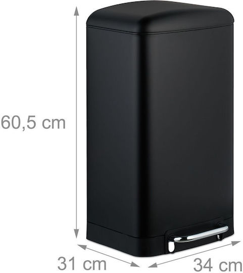 Relaxdays Coș de Gunoi Plastic cu Pedală Negru 30l