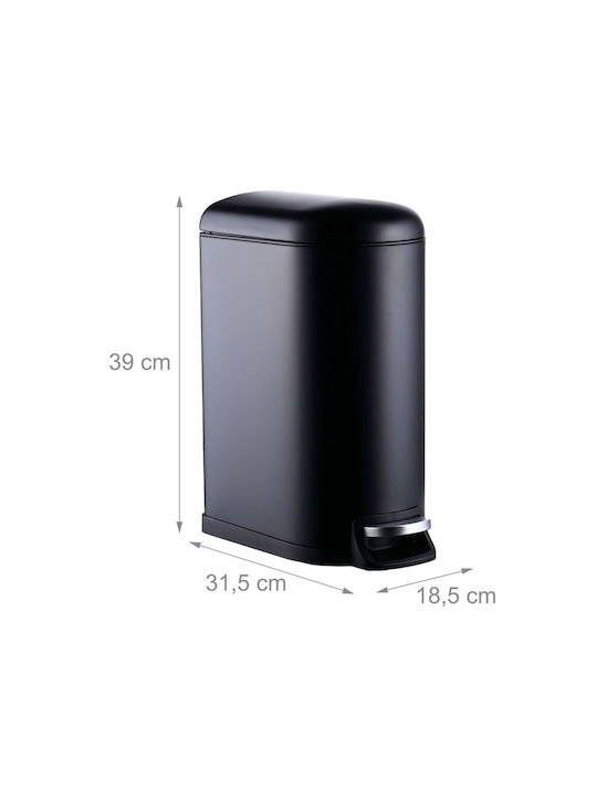 Relaxdays Relaxdays Mülleimer aus Inox mit Pedal Schwarz 10 l
