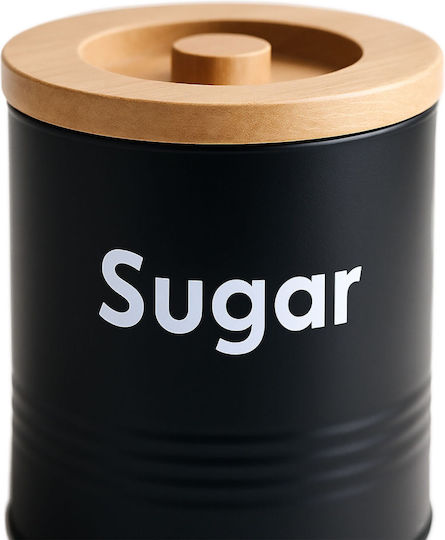 Relaxdays Set of 3 Jars for Coffee Tea Sugar with Wooden Black Lid 1000ml 3 Pieces
