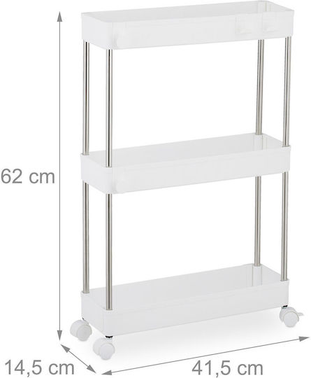 Relaxdays Troleu De Bucătărie Din Plastic Cu 3 Locuri Gri 41.5x14.5x62cm