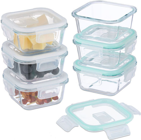 Relaxdays Set Glas-Mittagsboxen Transparent 7x14.5cm 6 Stück