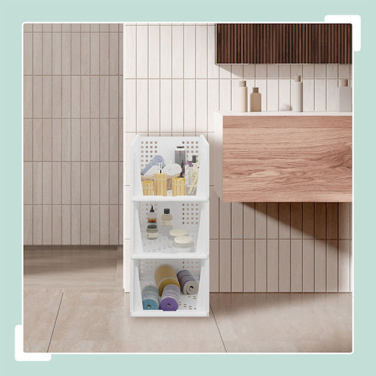 Relaxdays Organizator Plastic Pentru Haine Alb 24.5x33.5x43.5cm 3 Bucăți