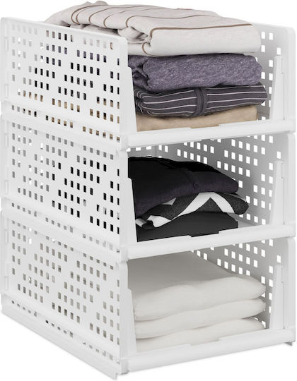 Relaxdays Organizator Plastic Pentru Haine Alb 18x33.5x43.5cm 3 Bucăți