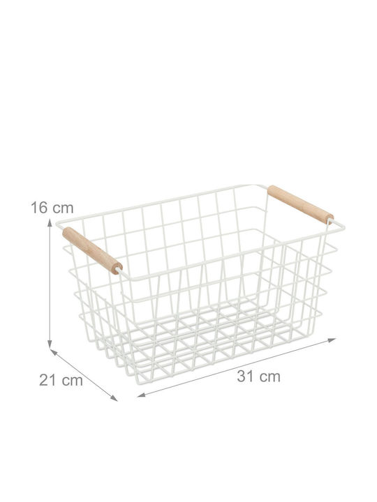 Relaxdays White Storage Basket 31x21x16cm 3 Pieces