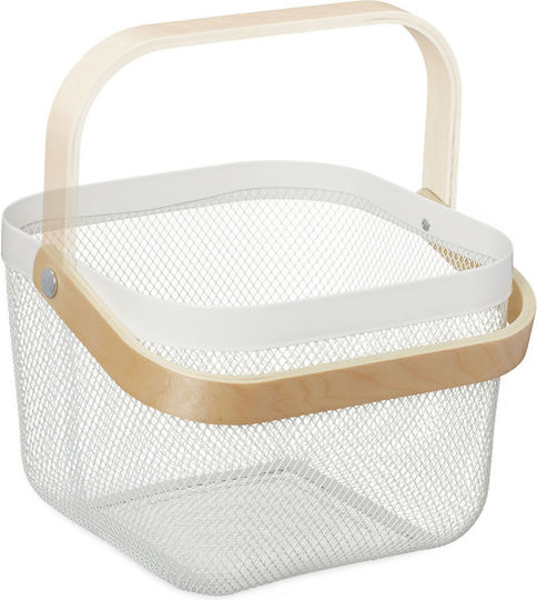 Relaxdays Coș De Depozitare Alb 26x24.5x17.5cm 2 Bucăți