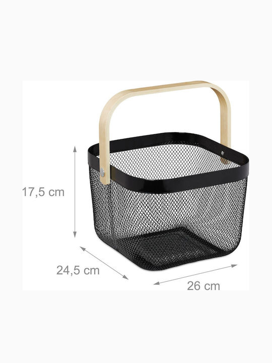 Relaxdays Black Storage Basket 26x24.5x17.5cm 2 Pieces