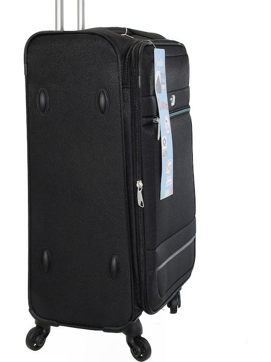 Dielle Large Travel Suitcase Black with 4 Wheels Height 77cm