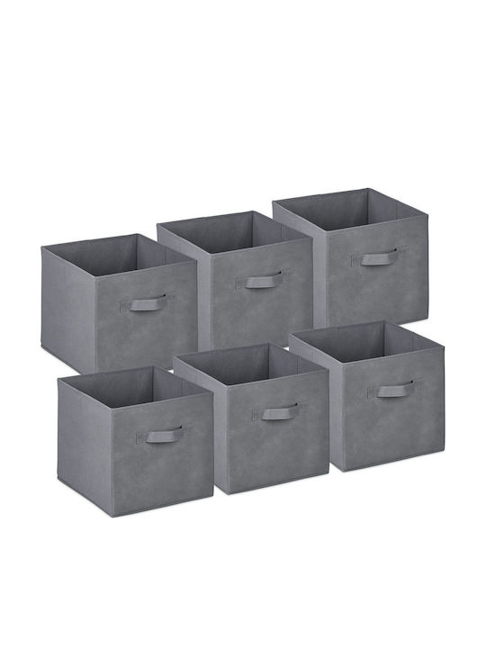 Relaxdays Cutie De Depozitare Din Țesătură Gri 26.5x28x28cm 6 Bucăți