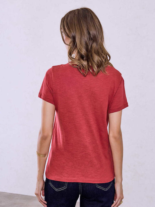 Celestino Kurzärmeliges Baumwoll-T-Shirt Rot Hell