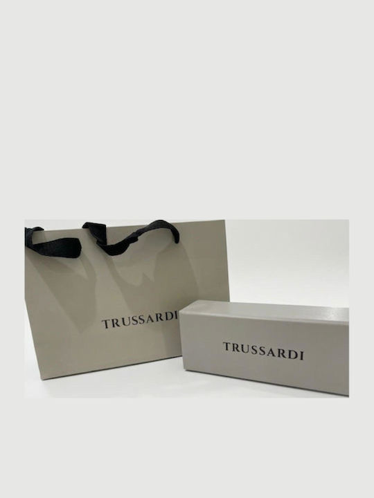 Trussardi Unisex Sunglasses with Black Horn-Rimmed Frame and Yellow Lens TSM9422 A03