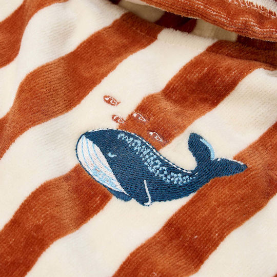 Little Dutch Kid's Beach Poncho Ocean World Brown Stripe One Size