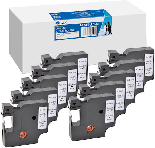 G&G Label Maker Tape 1m x 12mm in Black Colour Compatible with Dymo D1