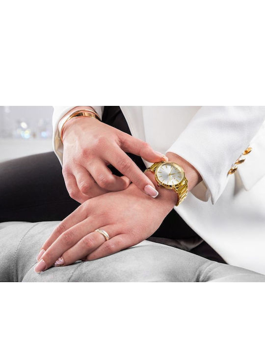 Giewont Womens Battery Watch With Gold Metal Bracelet