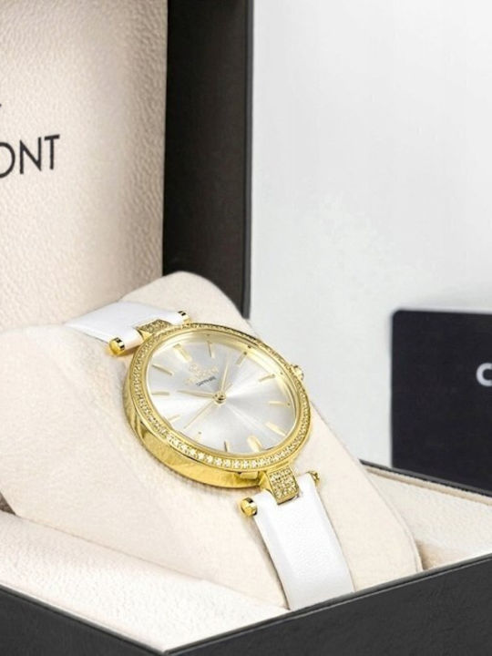 Giewont Womens Battery Watch With Gold Leather Strap