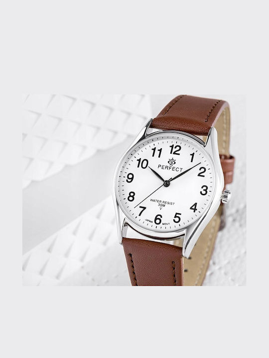 Perfect Womens Watch 34mm Battery With Brown Leather Strap