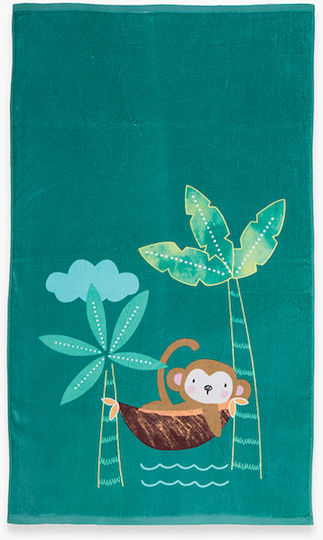 Nef-Nef Homeware Tropical Monkey Kids' Beach Towel Green 120x70cm