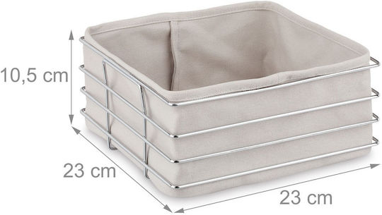 Relaxdays Coș de Pâine din Material Textil Argintiu 23x23x10.5cm