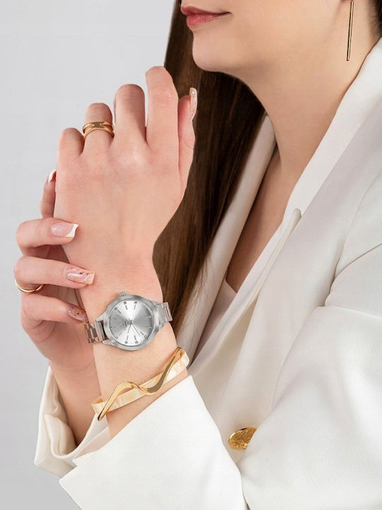 Giewont Womens Battery Watch With Silver Metal Bracelet