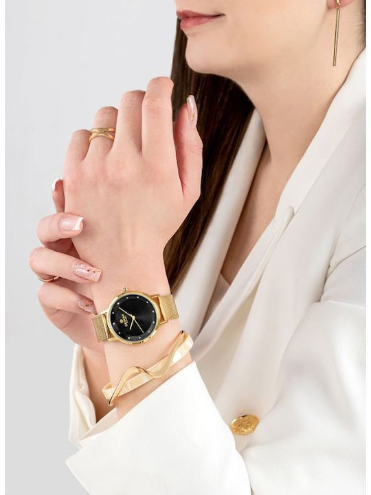 Giewont Womens Battery Watch With Gold Metal Bracelet