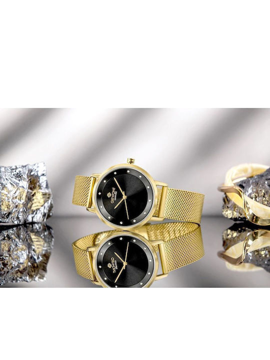 Giewont Womens Battery Watch With Gold Metal Bracelet