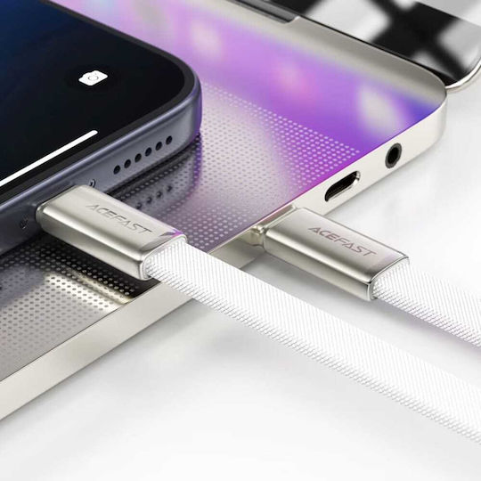 Acefast Flat / Braided USB 2.0 Cable USB-C Male - USB-C 60W White 1.2m