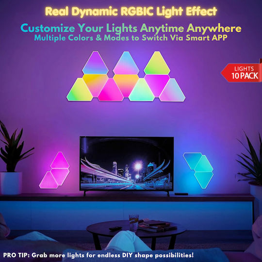 Qova Lampa Decorativă Inteligentă LED RGBIC 10 Buc 12,8x2,8 cm