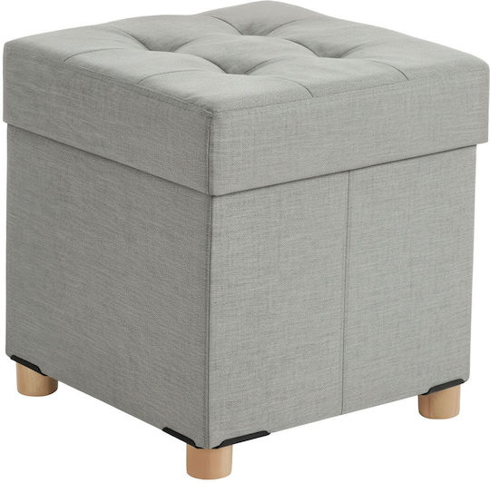 Taburet Camera De Zi Cu Spațiu De Depozitare Tapițat Cu Țesătură Gri 38x38x38cm