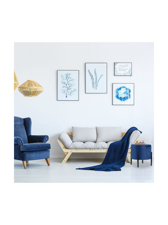 Living Room Stools With Storage Space Wooden Blue