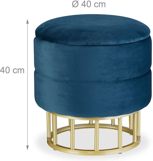 Living Room Stool With Storage Space Wooden Blue 40x40x40cm