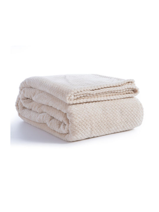 Nef-Nef Homeware Worth Blanket Fleece Single 160x220cm Ecru