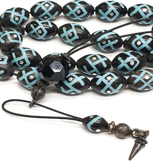 Roloi Komboloi Worry Beads with 23 Beads from Ebony Length 31cm Multicolour