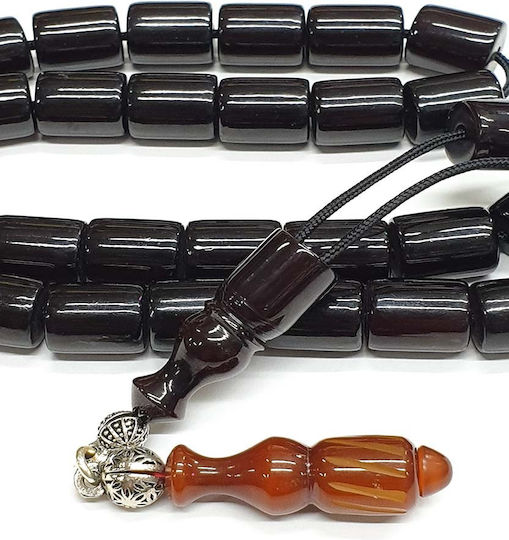 Roloi Komboloi Worry Beads with 33 Beads Made of Mastic Length 30cm Burgundy