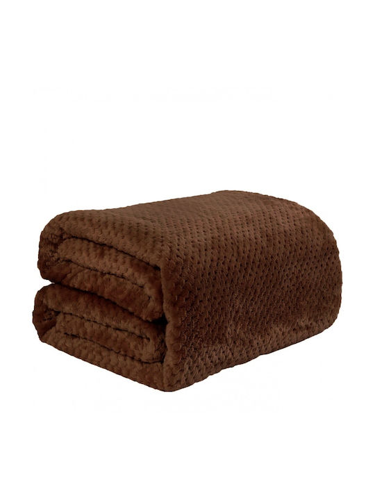 Popcorn Κουβέρτα Fleece Υπέρδιπλη 220x240εκ. Καφέ