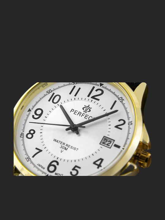 Perfect Men's Watch 38mm Battery with Black Leather Strap