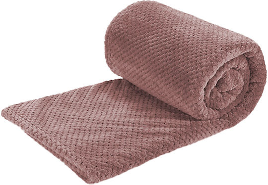TnS Popcorn Κουβέρτα Βελουτέ Μονή 150x220εκ. Dusty Pink