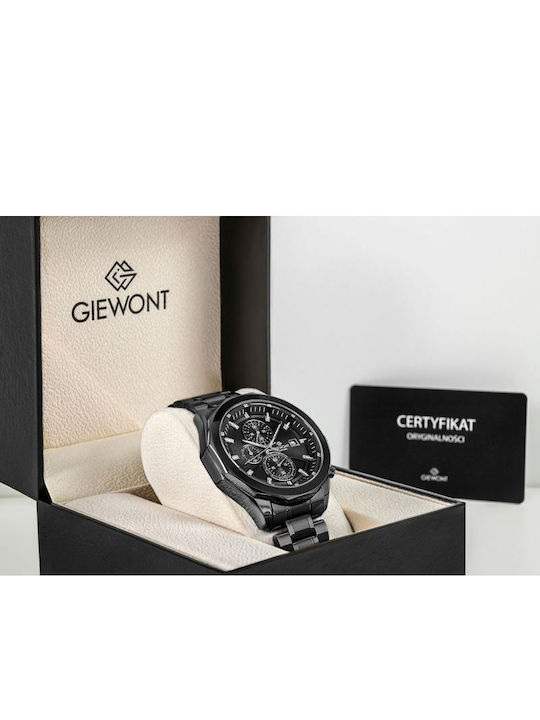 Giewont Men's Watch 46mm Battery Chronograph with Black Metal Bracelet