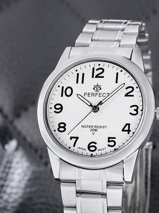 Perfect Men's Watch 38mm Battery with Silver Metal Bracelet