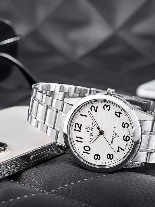 Perfect Men's Watch 38mm Battery with Silver Metal Bracelet