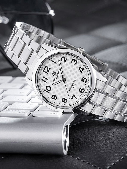 Perfect Men's Watch 38mm Battery with Silver Metal Bracelet