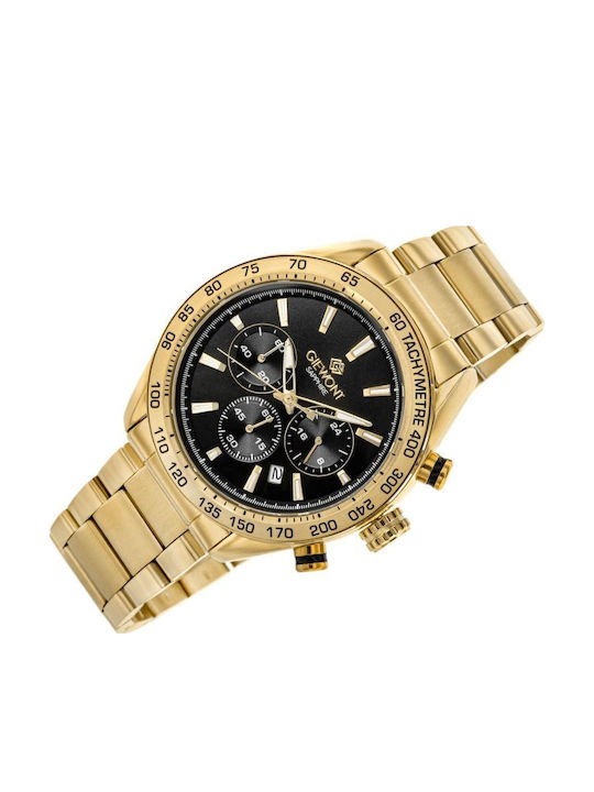 Giewont Herrenuhr Chronograph Batterie mit Gold Metall-Armband