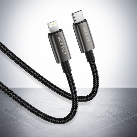Acefast Плетен USB-C мъжки към Lightning кабел 30W Черен 1.2м
