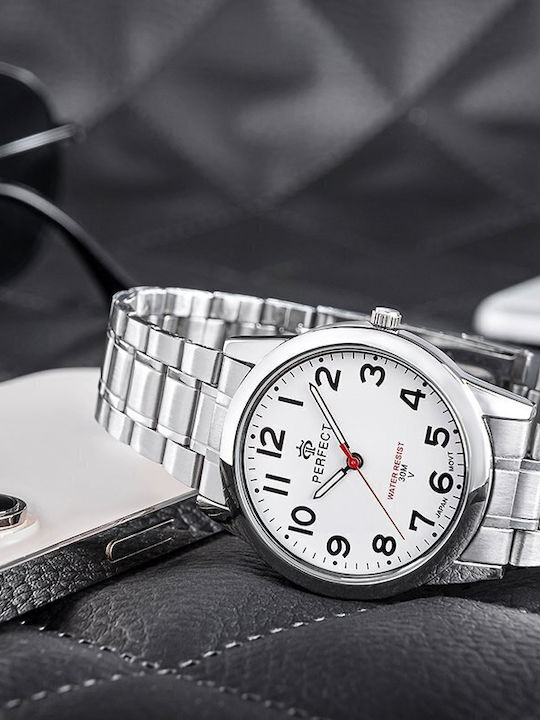 Perfect Men's Watch 38mm Battery with Silver Metal Bracelet