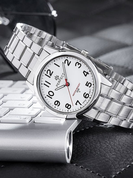 Perfect Men's Watch 38mm Battery with Silver Metal Bracelet