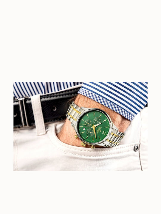 Giewont Herrenuhren 42mm Chronograph Batterie mit Grünem Metall-Armband